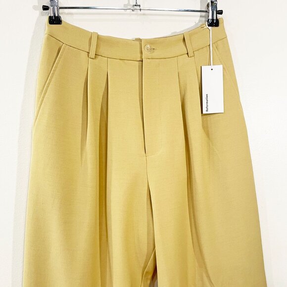 Last Chance! New Reformation Mason Wide Leg Trouser Sunshine Yellow 4, S $178 - Picture 5 of 9